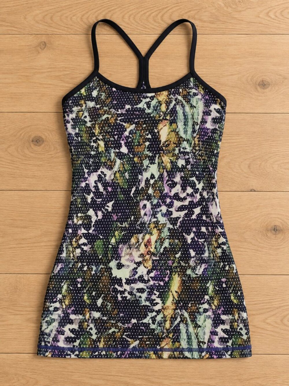 lululemon Power Y Tank Floral Print Luon Built In Shelf Bra Size 2